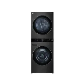غسالة 21 ك ونشاف 16 ك LG WashTower امامية اسود استيل WK2116BST