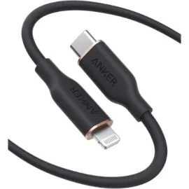 سلك شاحن انكر باورلاين فلو الجيل الثالث سيلكون من USB-C إلى ايفون 90سم أسود