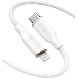 سلك شاحن انكر باورلاين فلو الجيل الثالث سيلكون من USB-C إلى ايفون 90سم أبيض