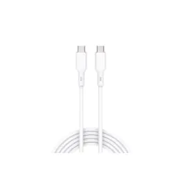 كابل أوكي 100 وات PD سيليكون من USB-C إلى USB-C طوله 1 متر SCC101 أبيض