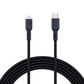 سلك شاحن أوكي سيلكون , MFI  , USB-C To Lightning  , بطول 1متر,أسود