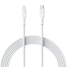 سلك شاحن أوكي سيلكون , USB-C To Lightning  ,  MFI  , بطول 1متر,أبيض