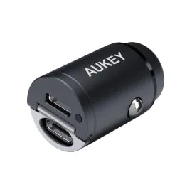 شاحن سيارة أوكي, PD Nano بقوة 30 واط بمنفذين منفذين USB-C A4,أسود