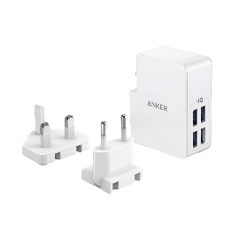 شاحن جداري انكر باوربورت 27 واط مع 4 منافذ USB للشحن ابيض