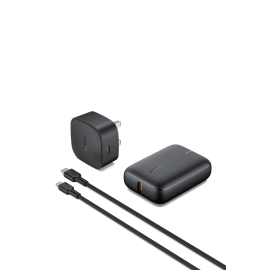 مجموعه أوكي , سلك شاحن +MFI USB-C PD 20 واط ,بطاريه متنقله 10,000 مللي أمبير,شاحن جداري, أسود